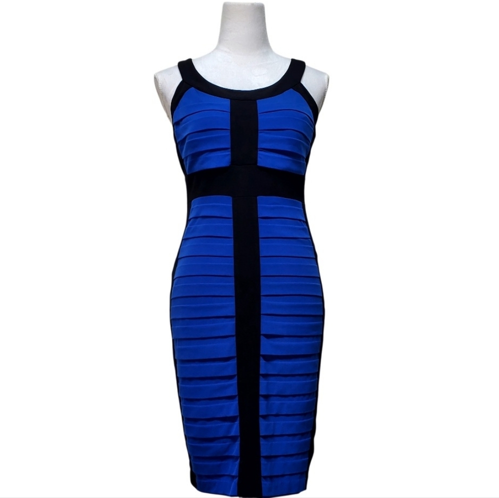 Cache Royal Blue Black Dress Size 4